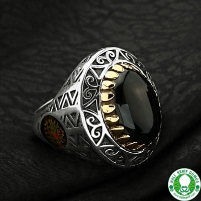 Siyah Akik Taşlı 925 Ayar Gümüş Erkek Yüzüğü