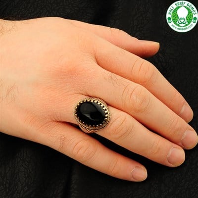 Siyah Akik Taşlı Kartal Pençesi 925 Ayar Gümüş Erkek Yüzük