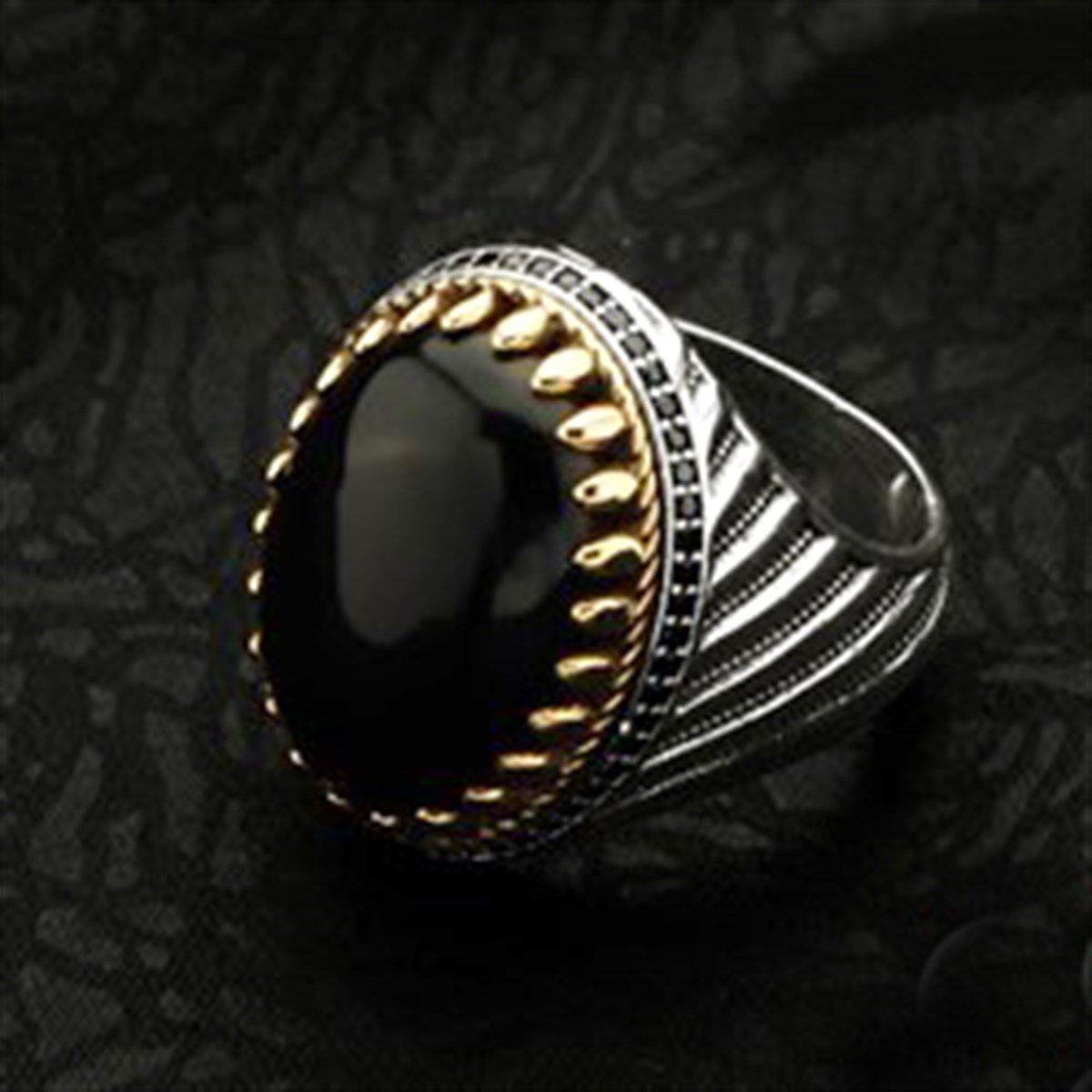 Siyah Akik Taşlı Kartal Pençesi 925 Ayar Gümüş Erkek Yüzük