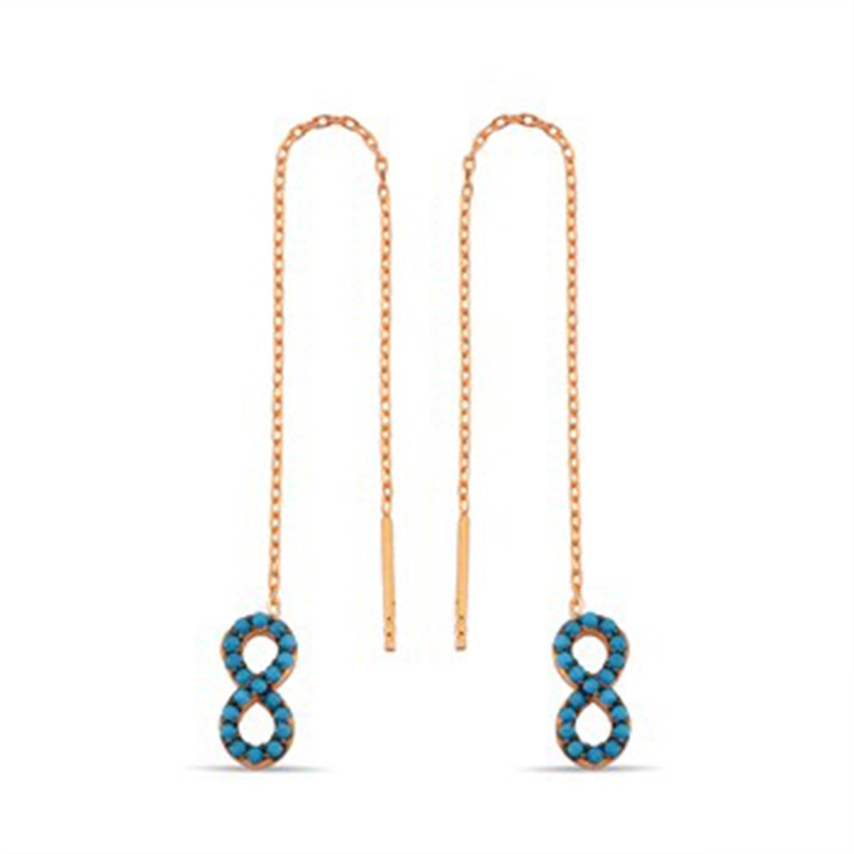 Sonsuzluk Firuze Turkuaz Taşlı Roz Kaplama Gümüş Bayan Kolye