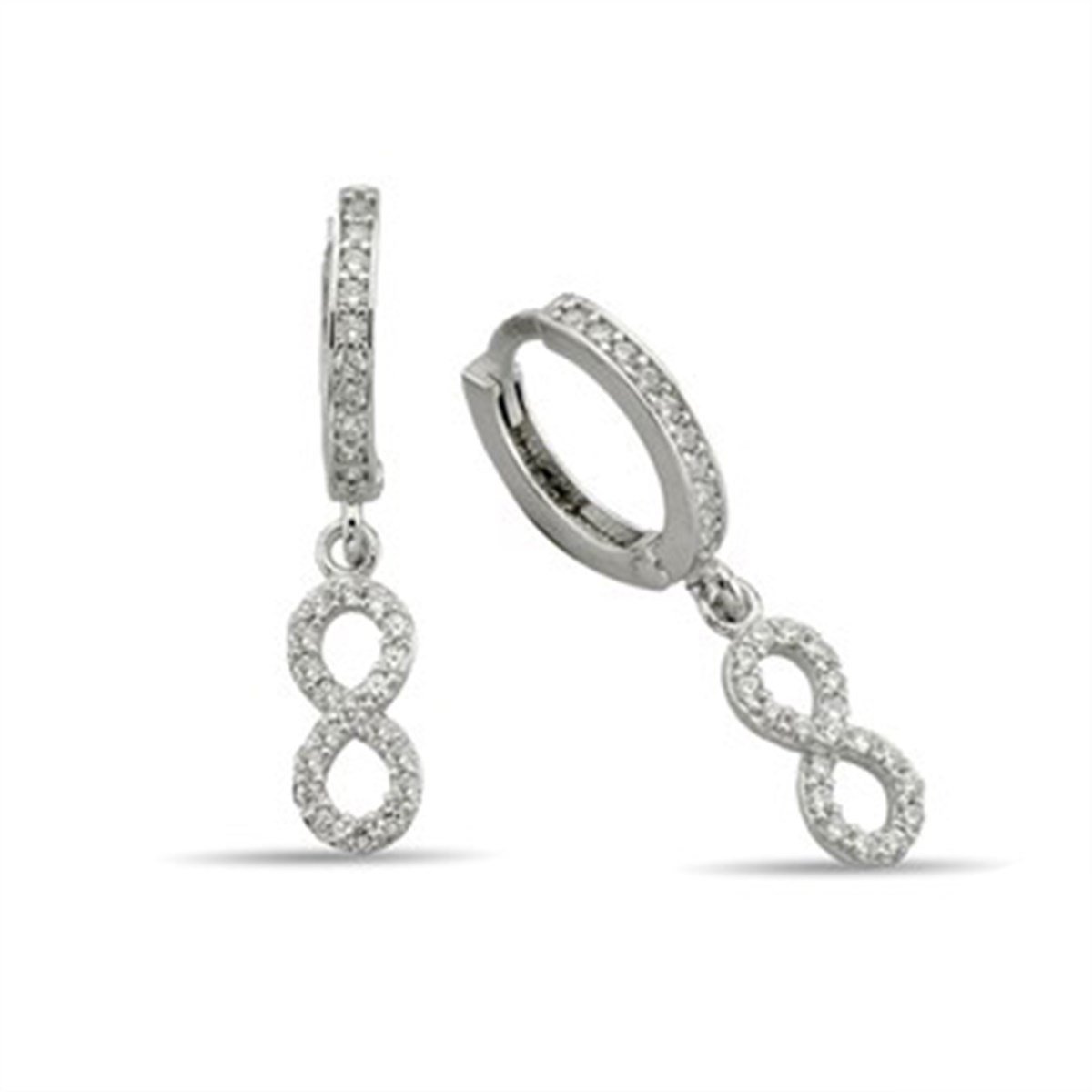 Sonsuzluk Zirkon Taşlı Gümüş Bayan Klipsli Küpe