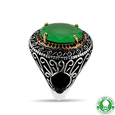 Su Yeşili Kristal Taşlı 925 Ayar Gümüş Bayan Yüzüğü