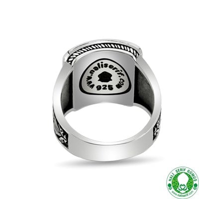 Türk Bayrağı Ay Yıldız Kare 925 Ayar Gümüş Erkek Yüzük