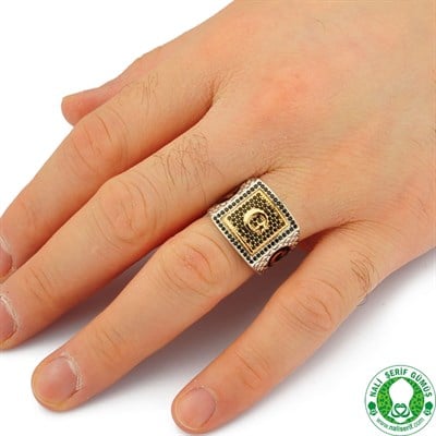 Türk Bayrağı Ay Yıldız Onxy Taşlı 925 Ayar Gümüş Erkek Yüzük