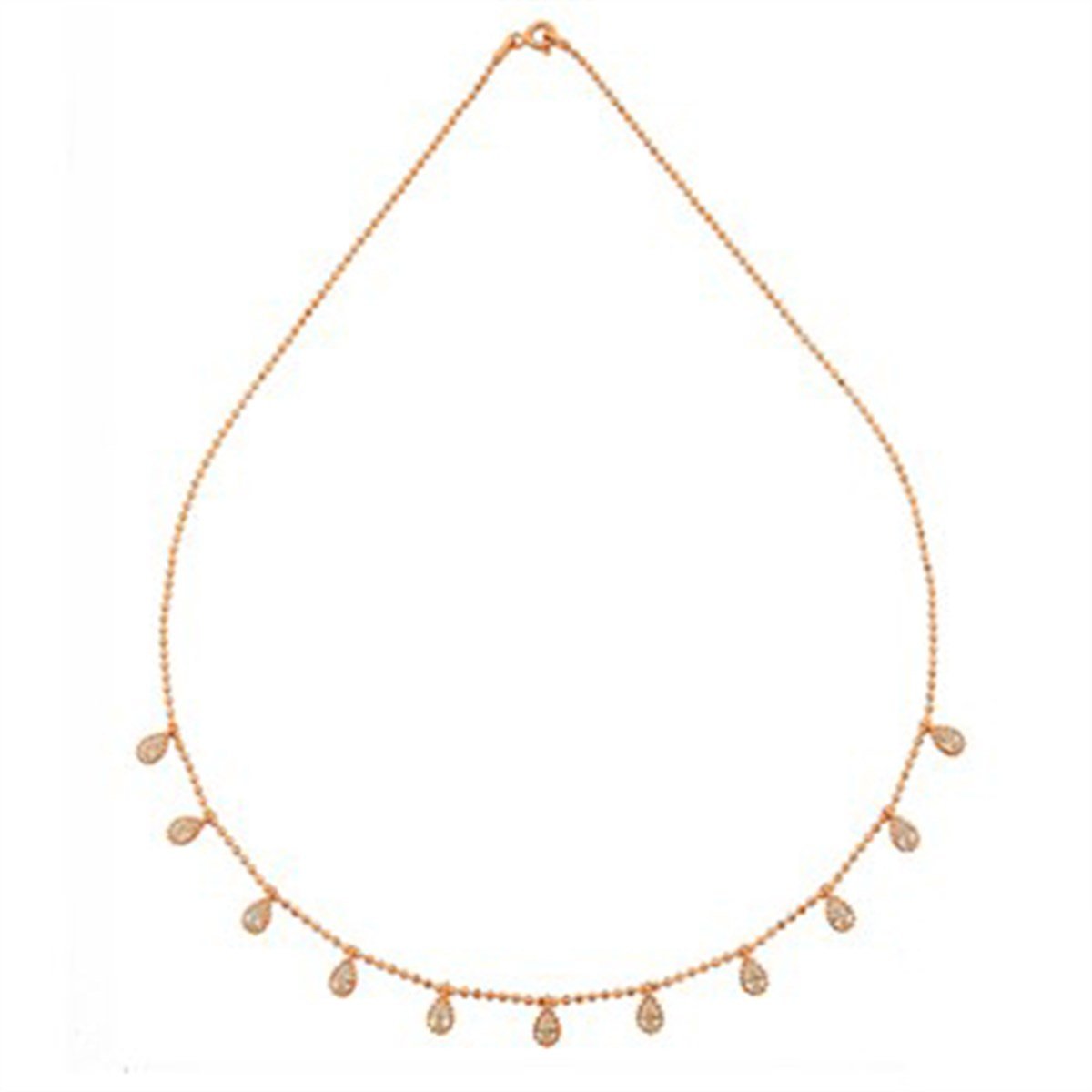 Zirkon Fantazi Taşlı Roz Kaplamalı 925 Ayar Gümüş Bayan Kolye