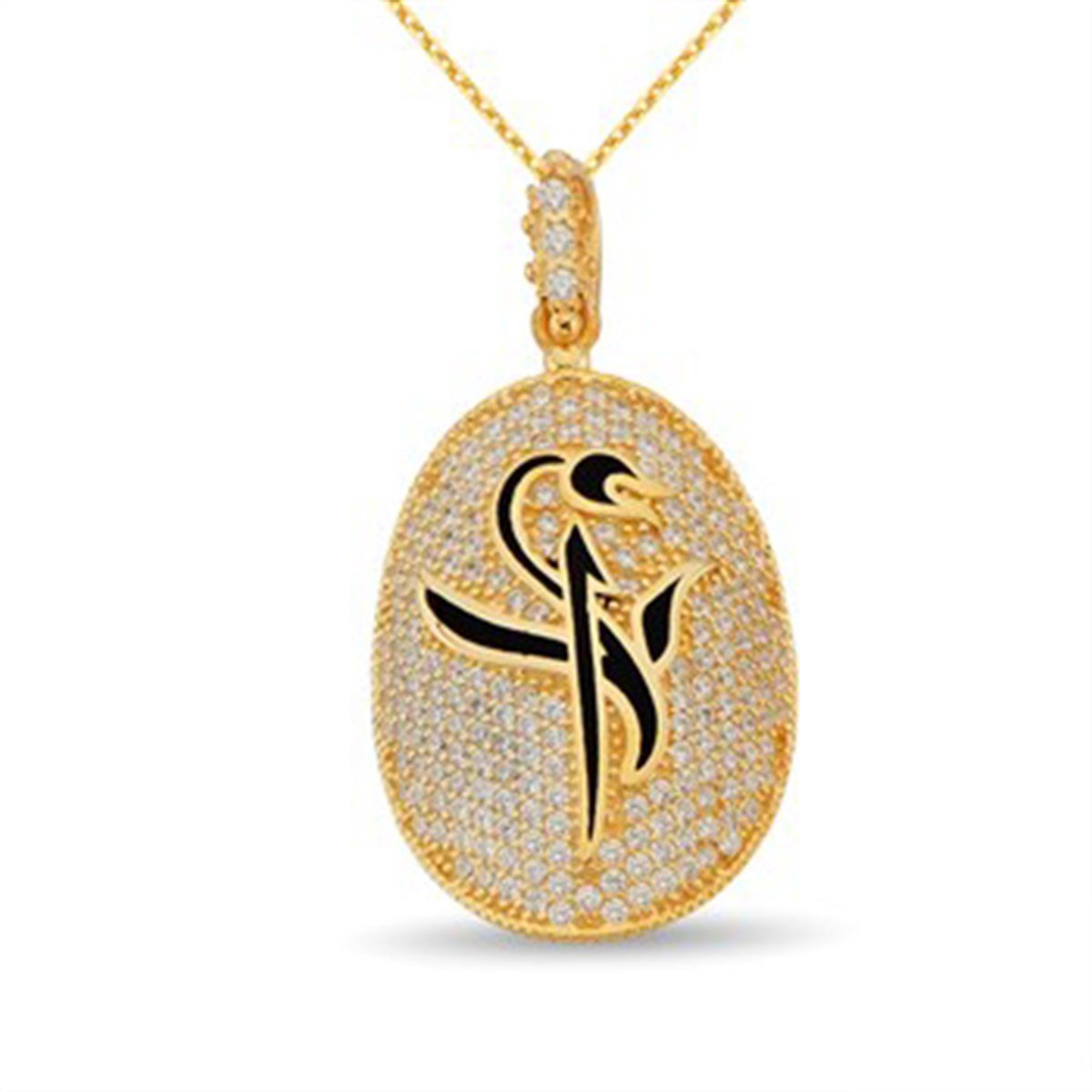 Zirkon taşlı 925 Ayar Gümüş Altın Kaplama Elif Bayan Kolye