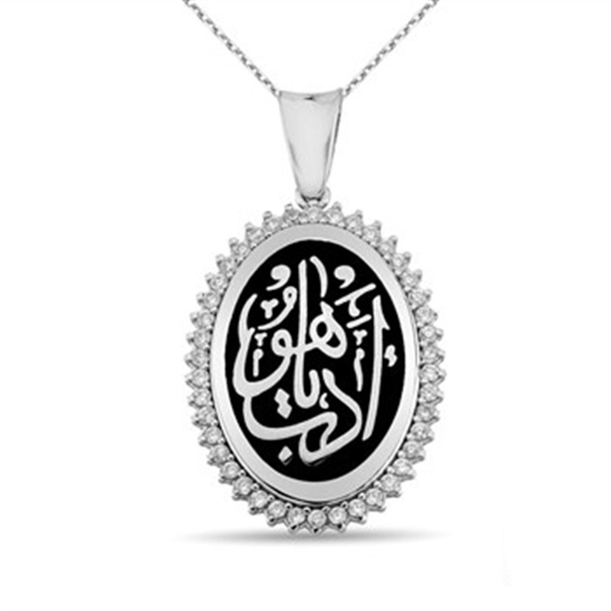 Zirkon Taşlı 925 Ayar Gümüş Edep Yahu Kolye