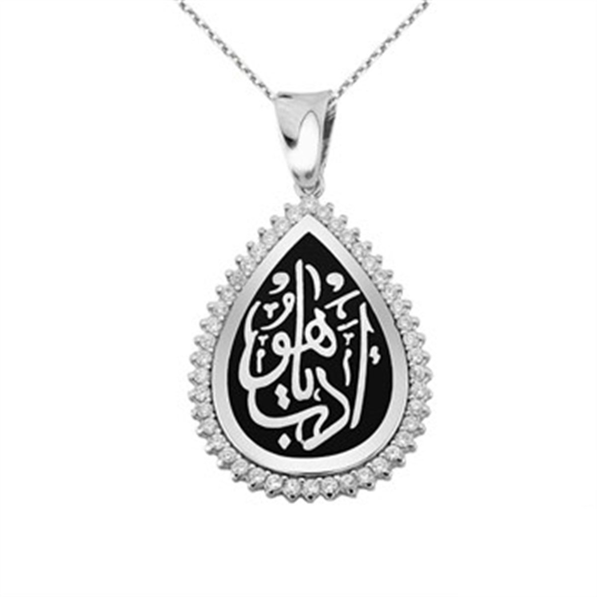 Zirkon Taşlı 925 Ayar Gümüş Edep Yahu Kolye Ucu