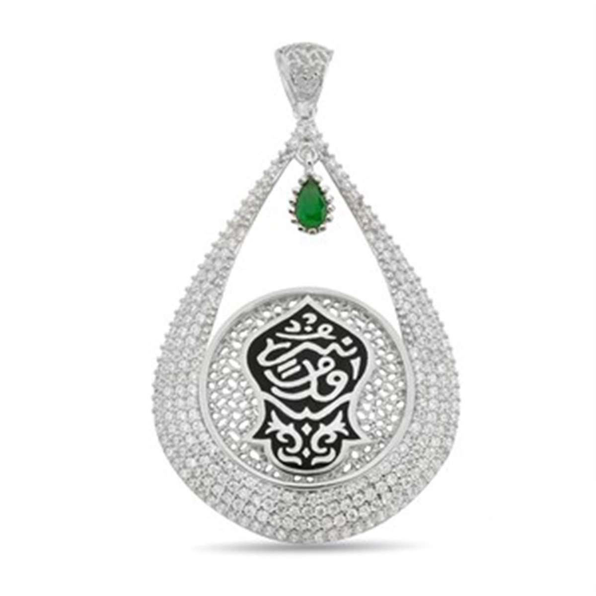 Zirkon Taşlı 925 Ayar Gümüş Nali Şerif Kademi Şerif Damla Kolye Ucu