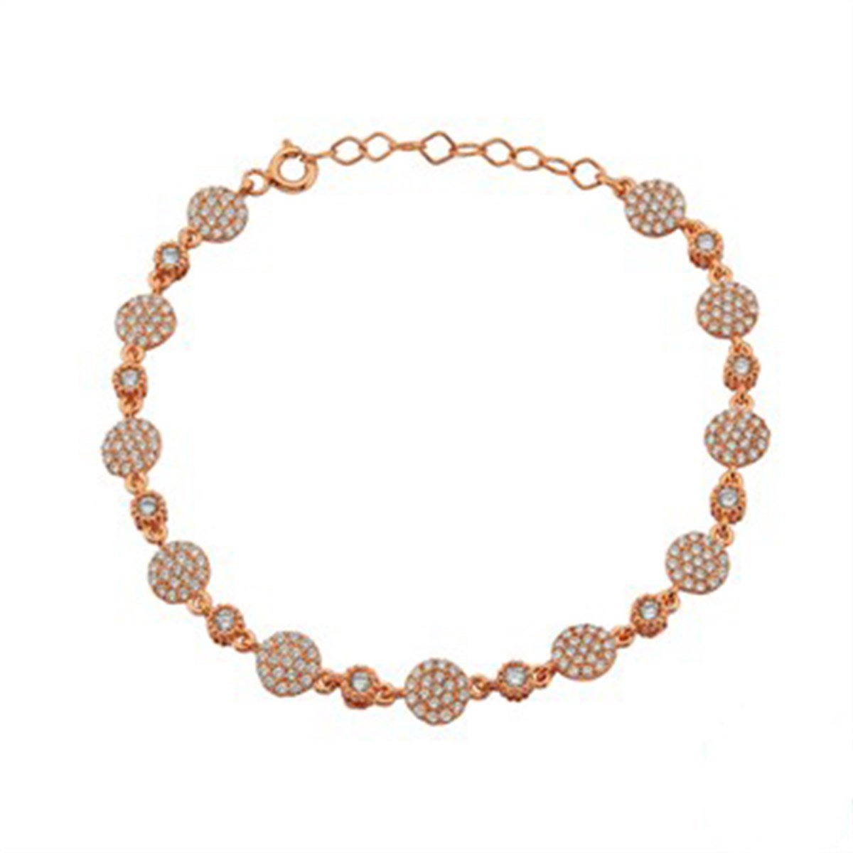 Zirkon taşlı 925 Ayar Gümüş Roz Kaplama Bayan Bileklik