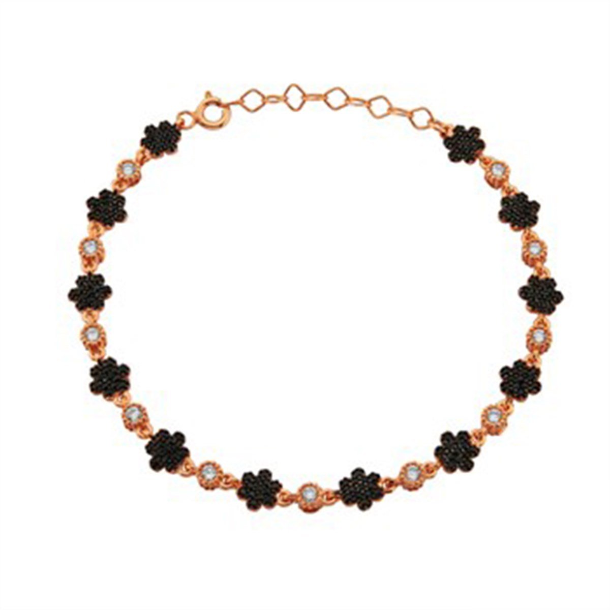 Zirkon taşlı 925 Ayar Gümüş Roz Kaplama Bayan Bileklik