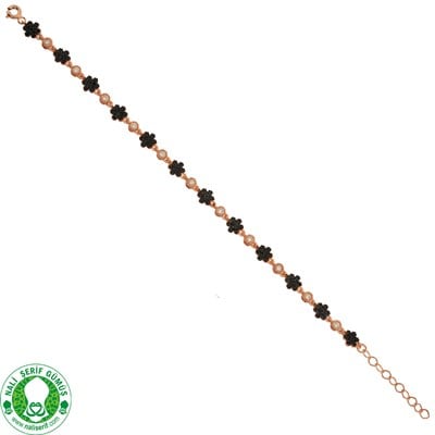 Zirkon taşlı 925 Ayar Gümüş Roz Kaplama Bayan Bileklik