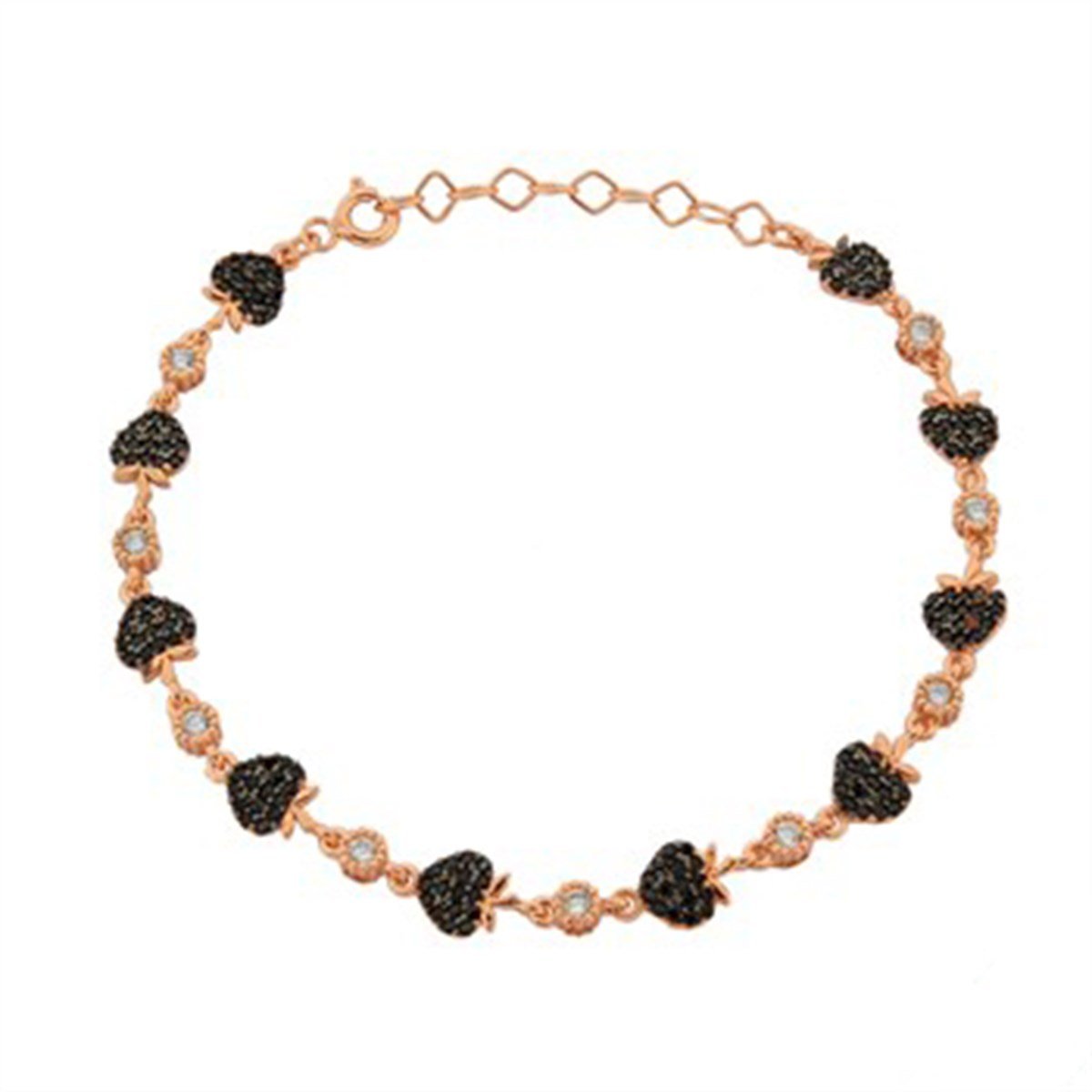 Zirkon taşlı 925 Ayar Gümüş Roz Kaplama Bayan Bileklik