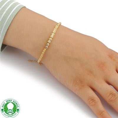 Zirkon Taşlı Altın Kaplamalı 925 Ayar Gümüş Toplu Bayan Bileklik