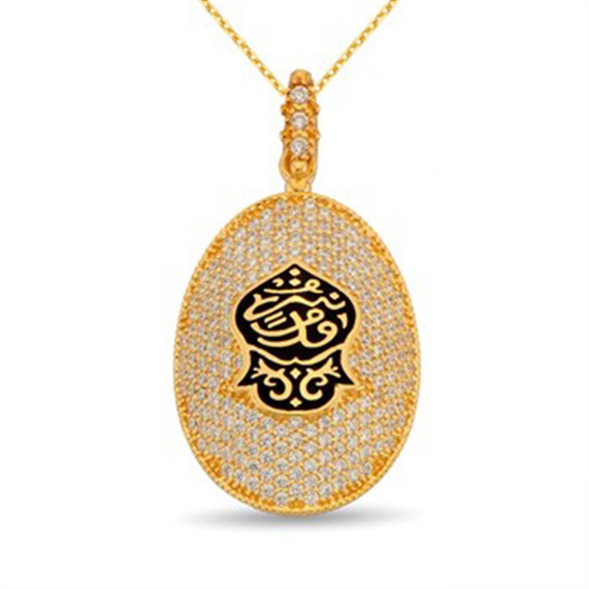 Zirkon taşlı Altın Kaplamalı 925 Ayar Gümüş Nali Şerif Kademi Şerif Bayan Kolye