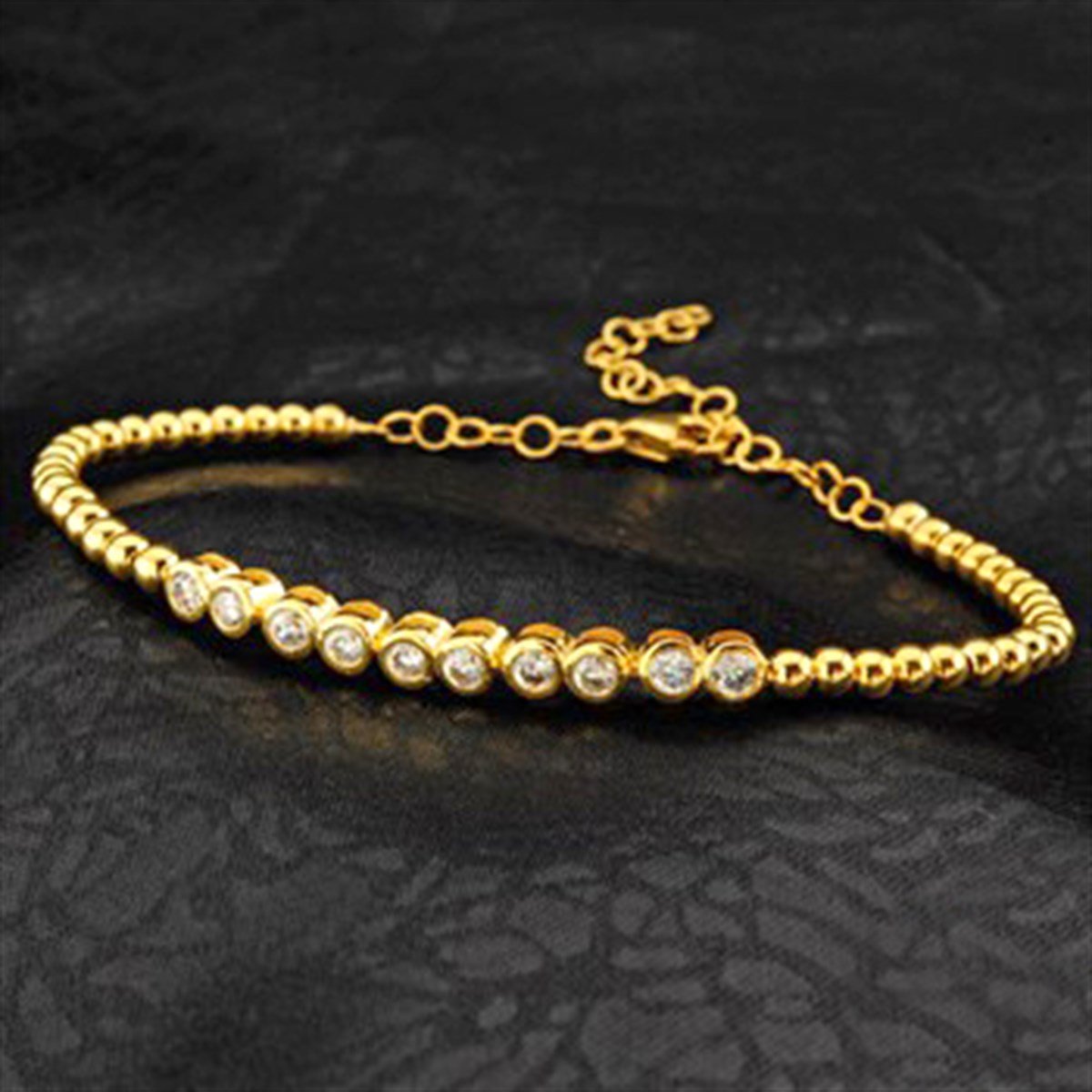 Zirkon Taşlı Altın Kaplamalı 925 Ayar Gümüş Toplu Bayan Bileklik