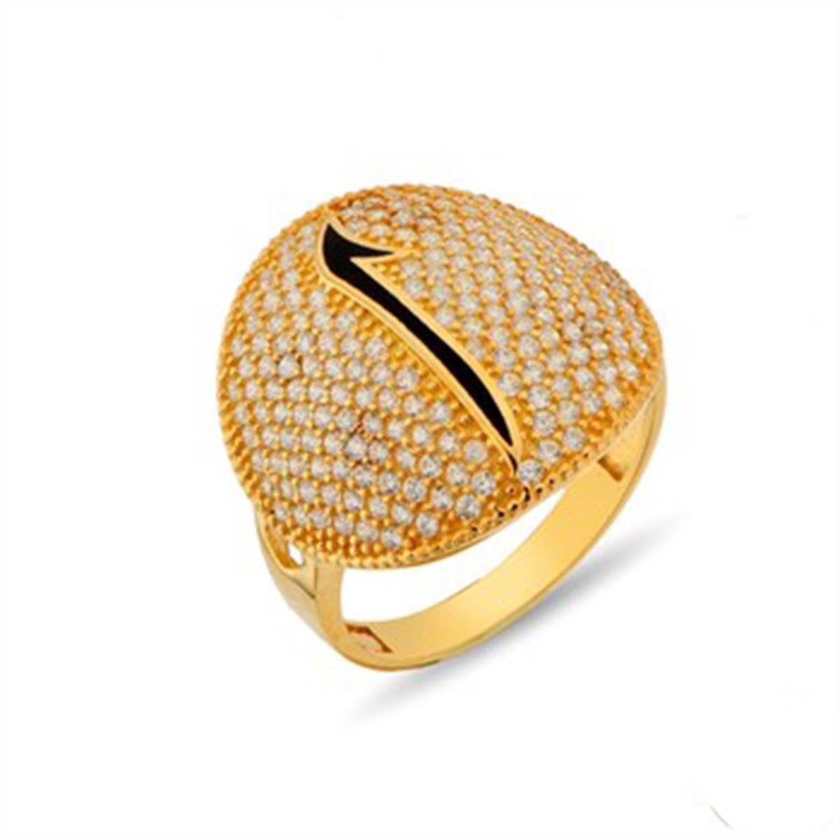 Zirkon taşlı Altın Kaplamalı 925 Ayar Gümüş Elif Bayan Yüzüğü