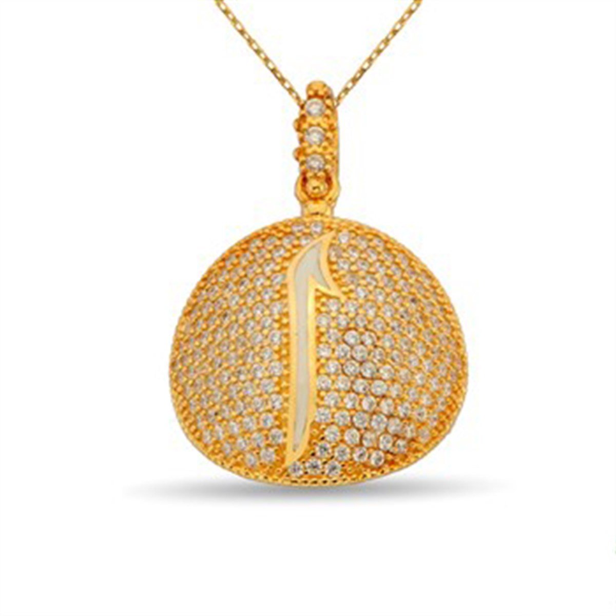 Zirkon taşlı Altın Kaplamalı 925 Ayar Gümüş Elif Bayan Kolye