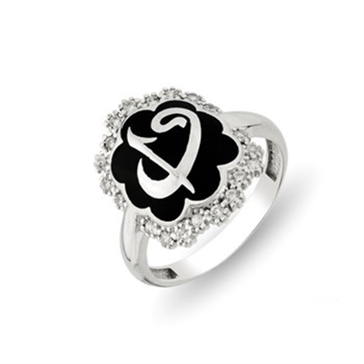 Zirkon Taşlı Elif Vav 925 Ayar Gümüş Bayan Yüzük