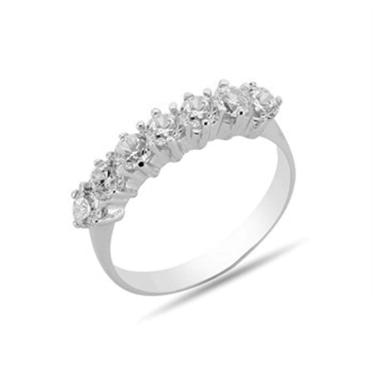 Zirkon Taşlı Gümüş 7 Sıra Yüzük