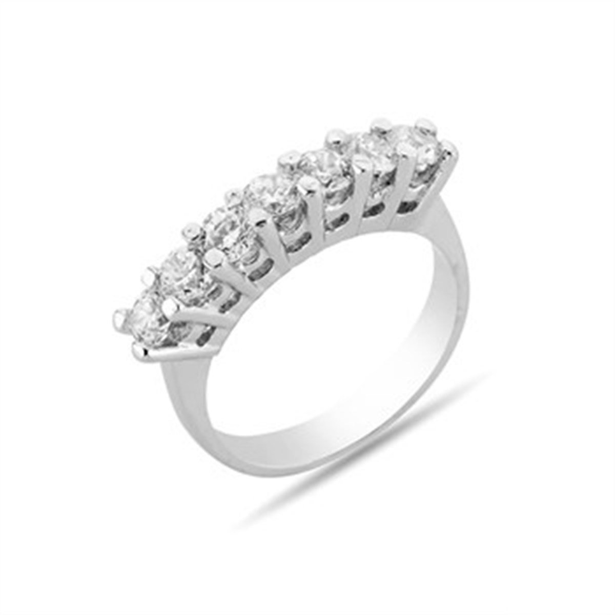 Zirkon Taşlı Gümüş 7 Sıra Yüzük