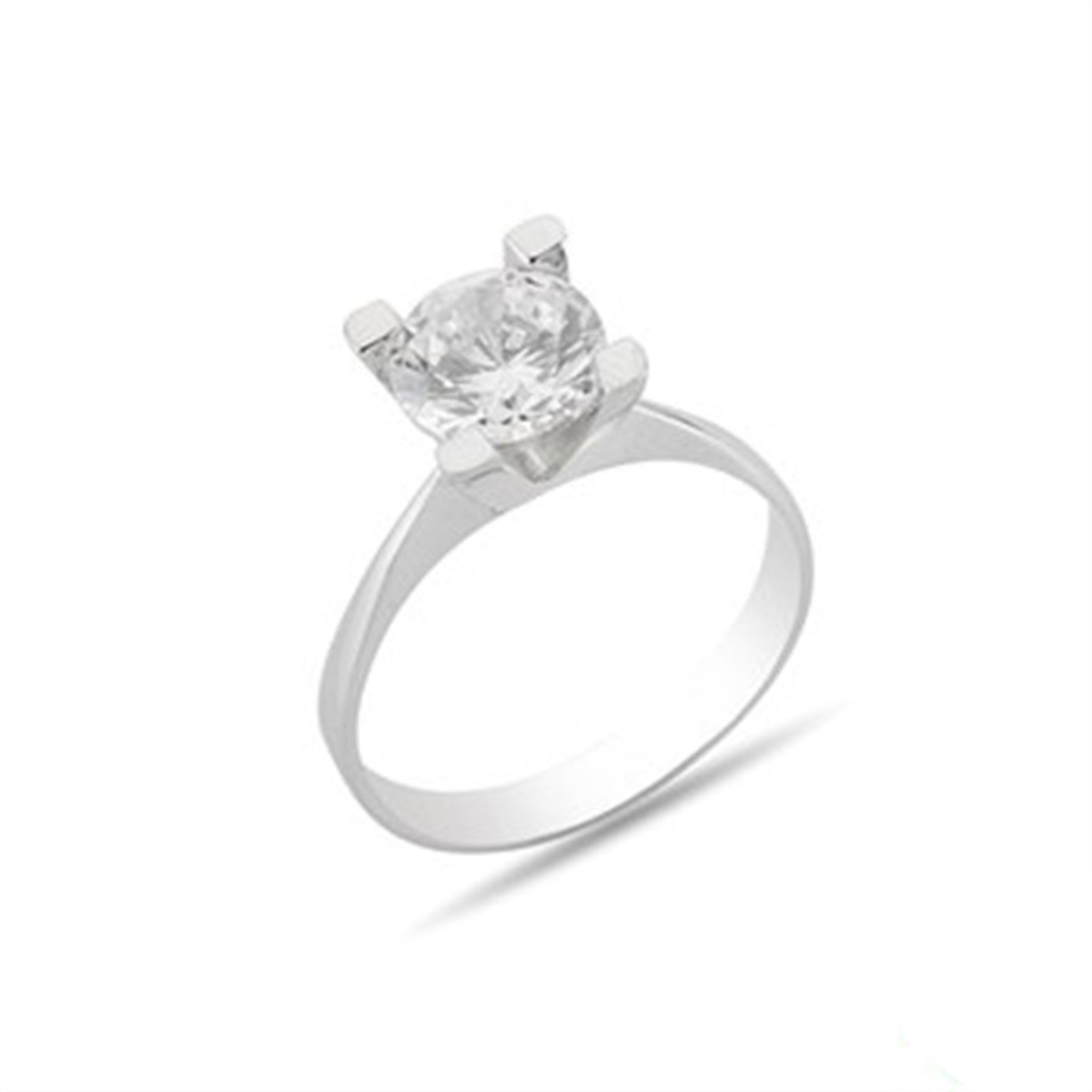 Zirkon Taşlı Gümüş Tektaş Yüzük