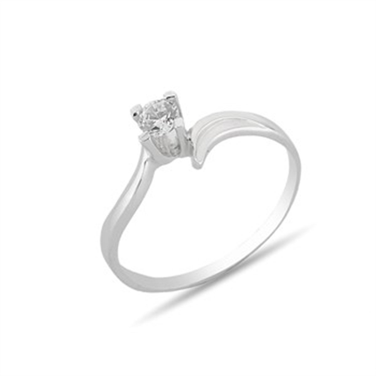 Zirkon Taşlı Gümüş Tektaş Yüzük