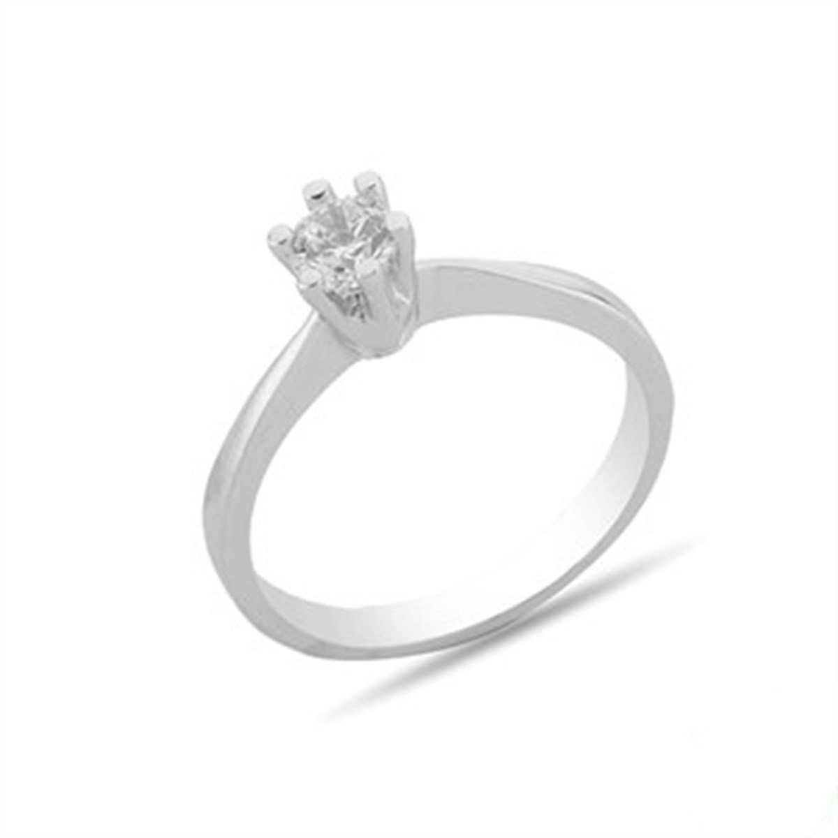 Zirkon Taşlı Gümüş Tektaş Yüzük