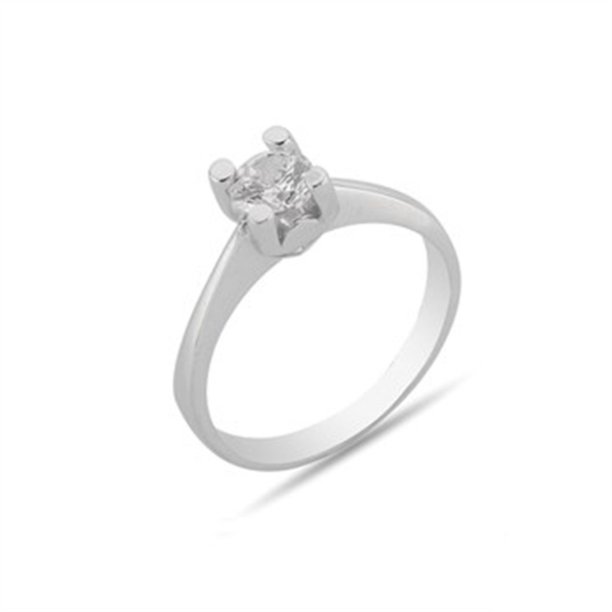 Zirkon Taşlı Gümüş Tektaş Yüzük