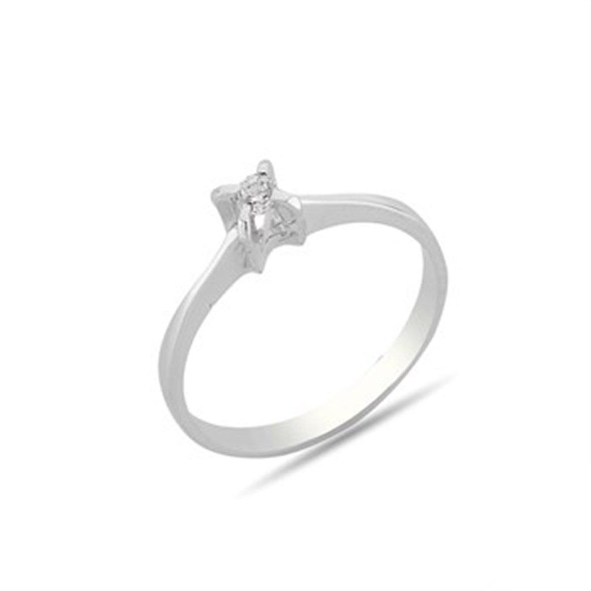 Zirkon Taşlı Gümüş Tektaş Yüzük