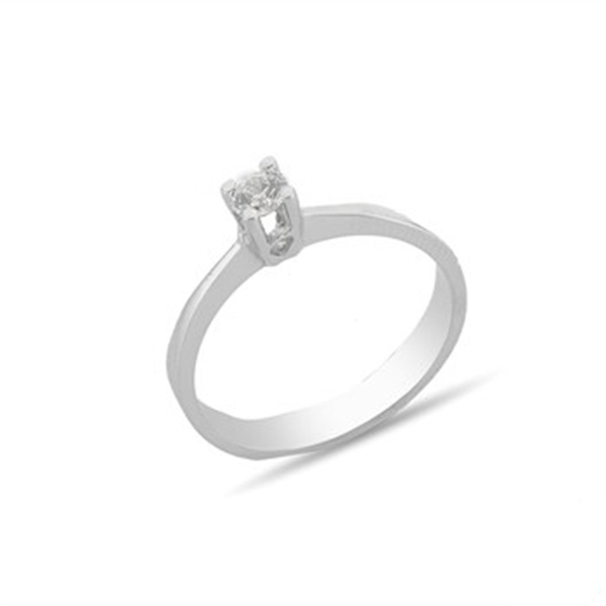 Zirkon Taşlı Gümüş Tektaş Yüzük