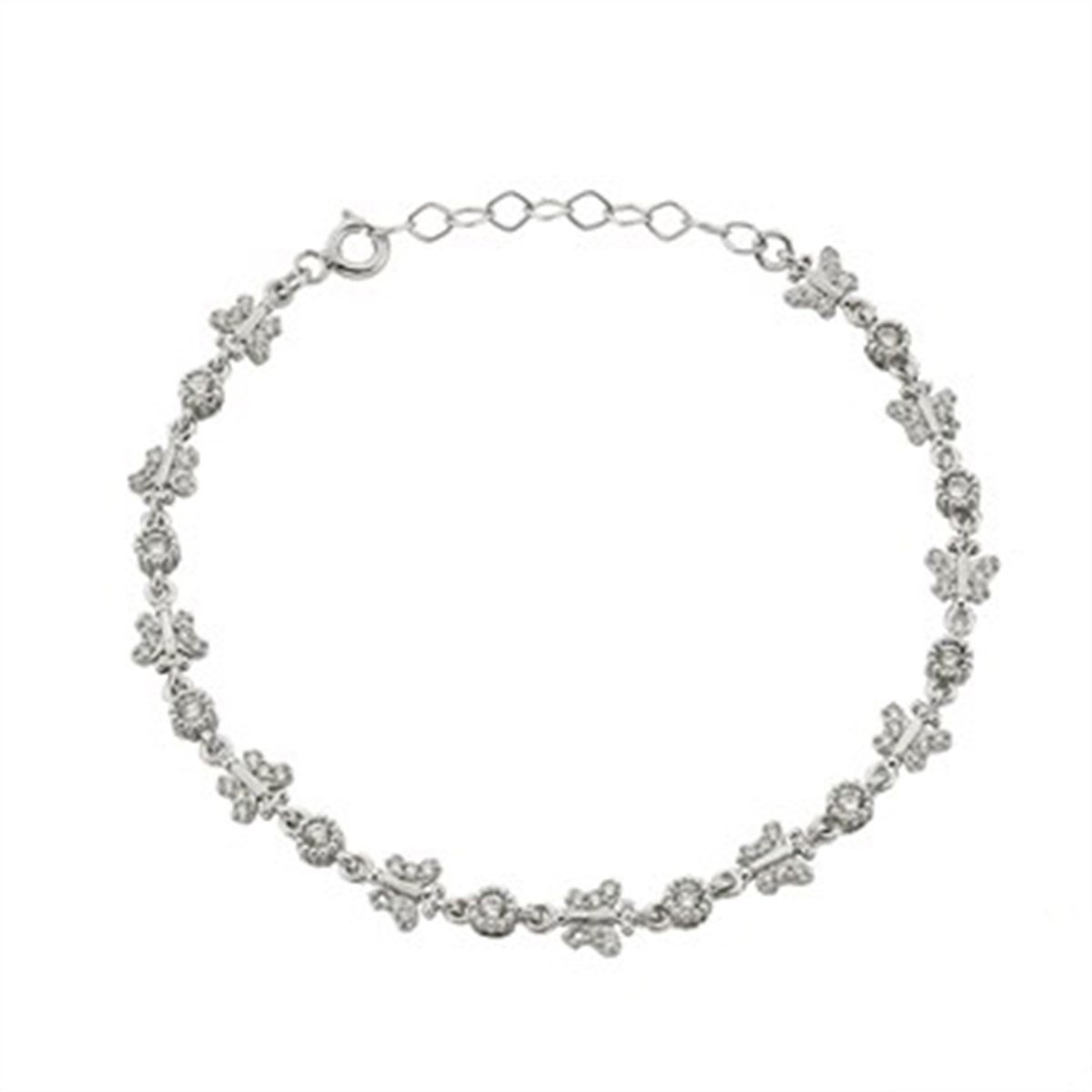 Zirkon taşlı Kelebek 925 Ayar Gümüş Bayan Bileklik