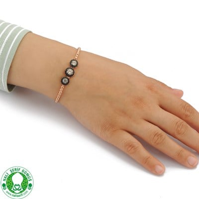 Zirkon Taşlı Roz Kaplamalı 925 Ayar Gümüş Bayan Toplu Bileklik