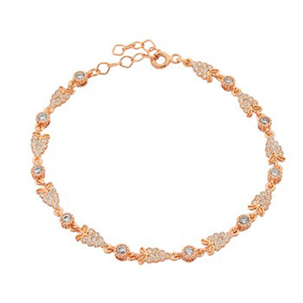 Zirkon taşlı Roz kaplamalı 925 Ayar Gümüş Üzüm Bağı Bayan Bileklik