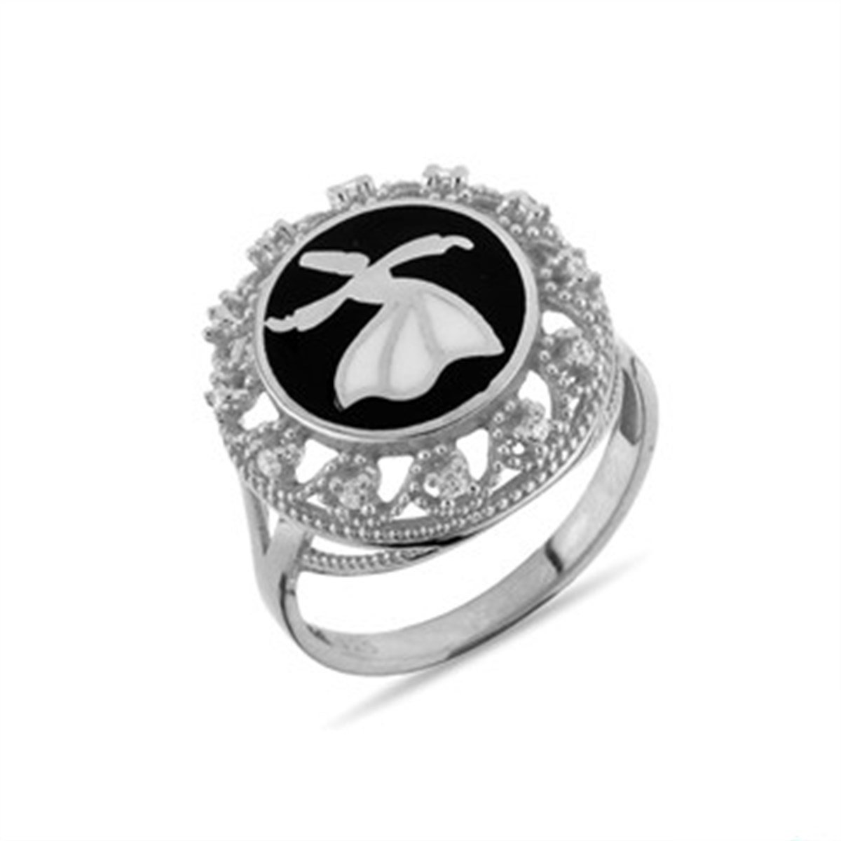 Zirkon Taşlı Semazen 925 Ayar Gümüş Bayan Yüzük