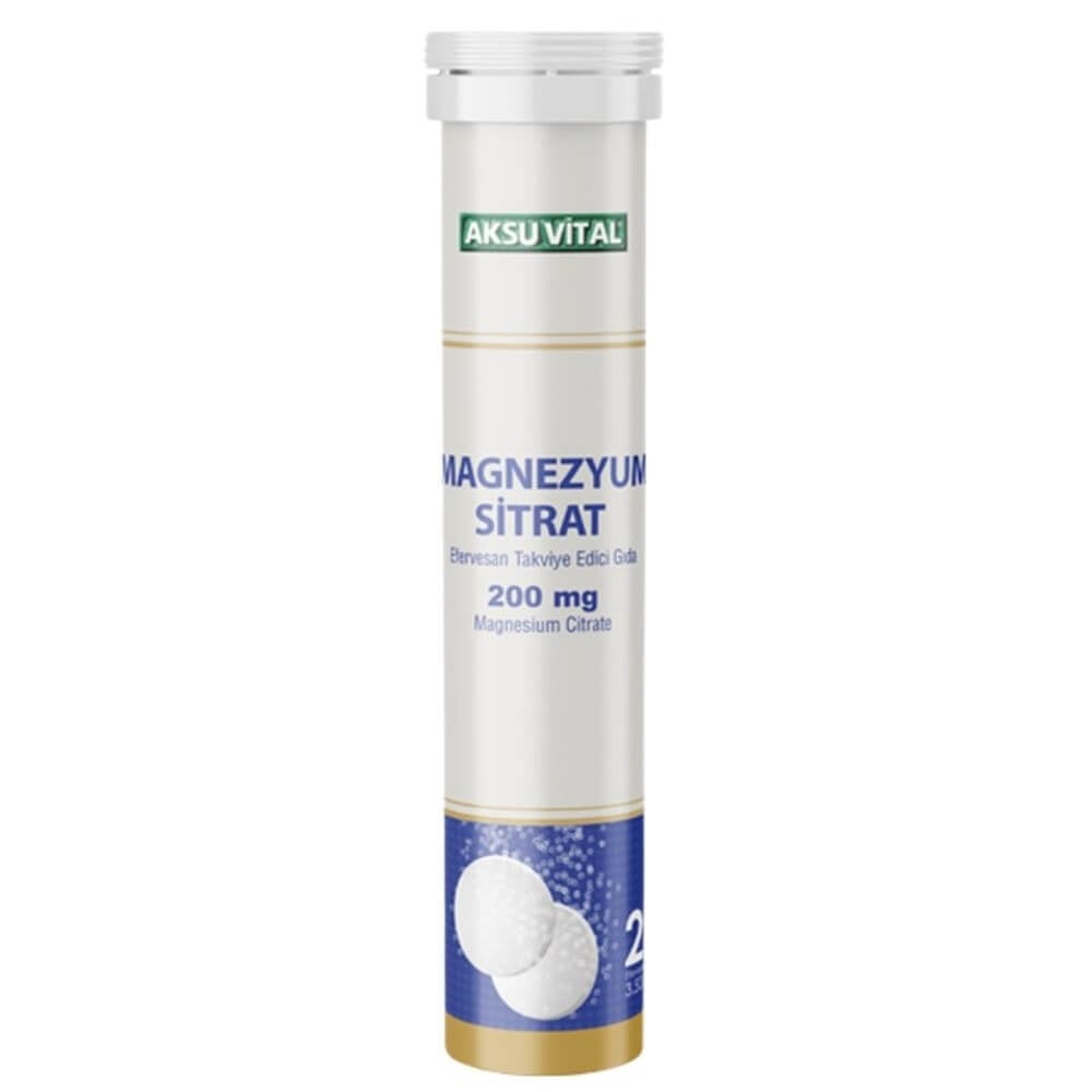 Aksu Vital Magnezyum Sitrat 200 mg 20 Efervesan Tablet