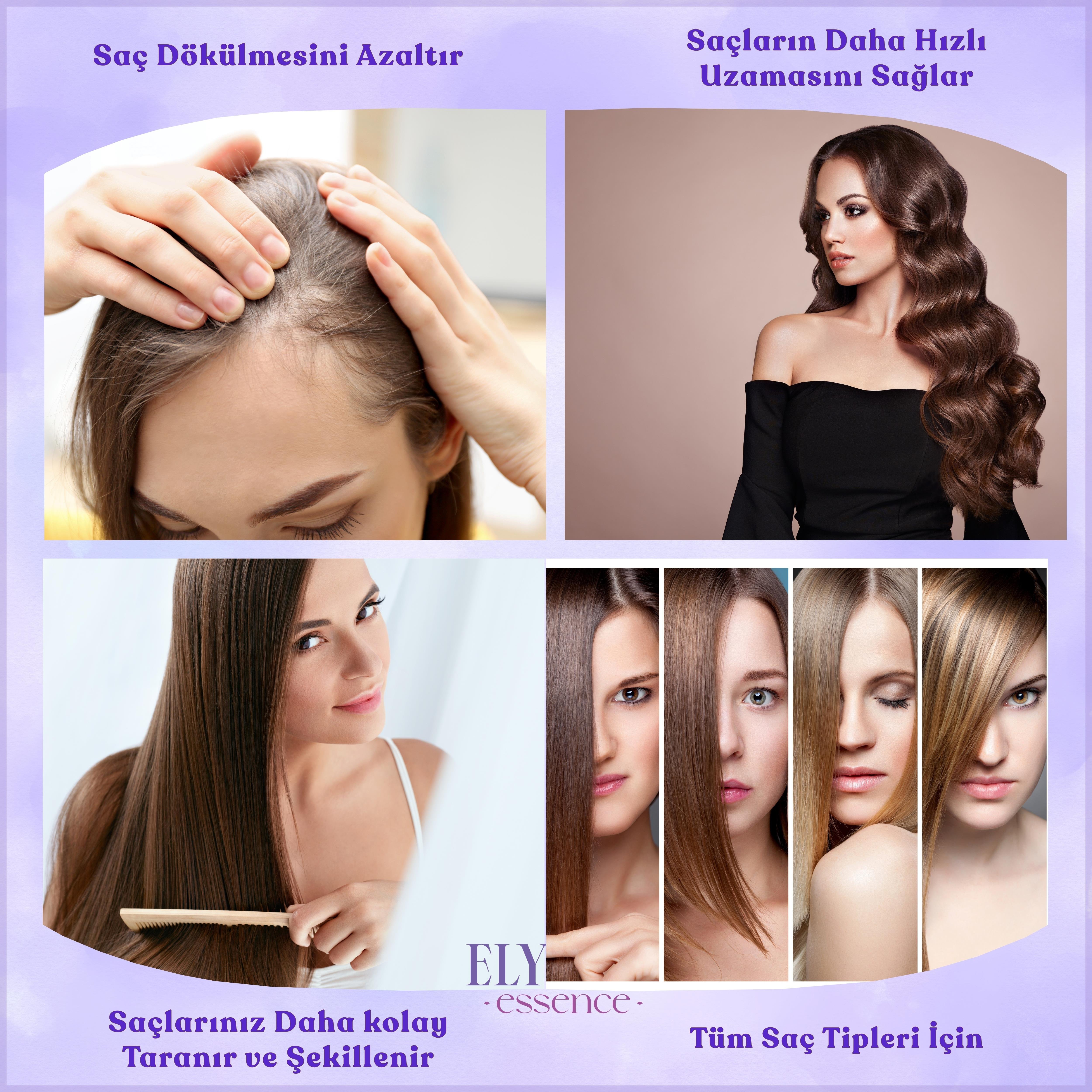 Elysian Essence 3'lü Sıvı Saç Kremi Seti - Biotin & Collagen - Organik Argan & Keratin - Biberiye & Çay Ağacı Durulanmayan, Saç Dökülmesi Karşıtı, Hızlı Uzama Etkili Bakım Spreyi