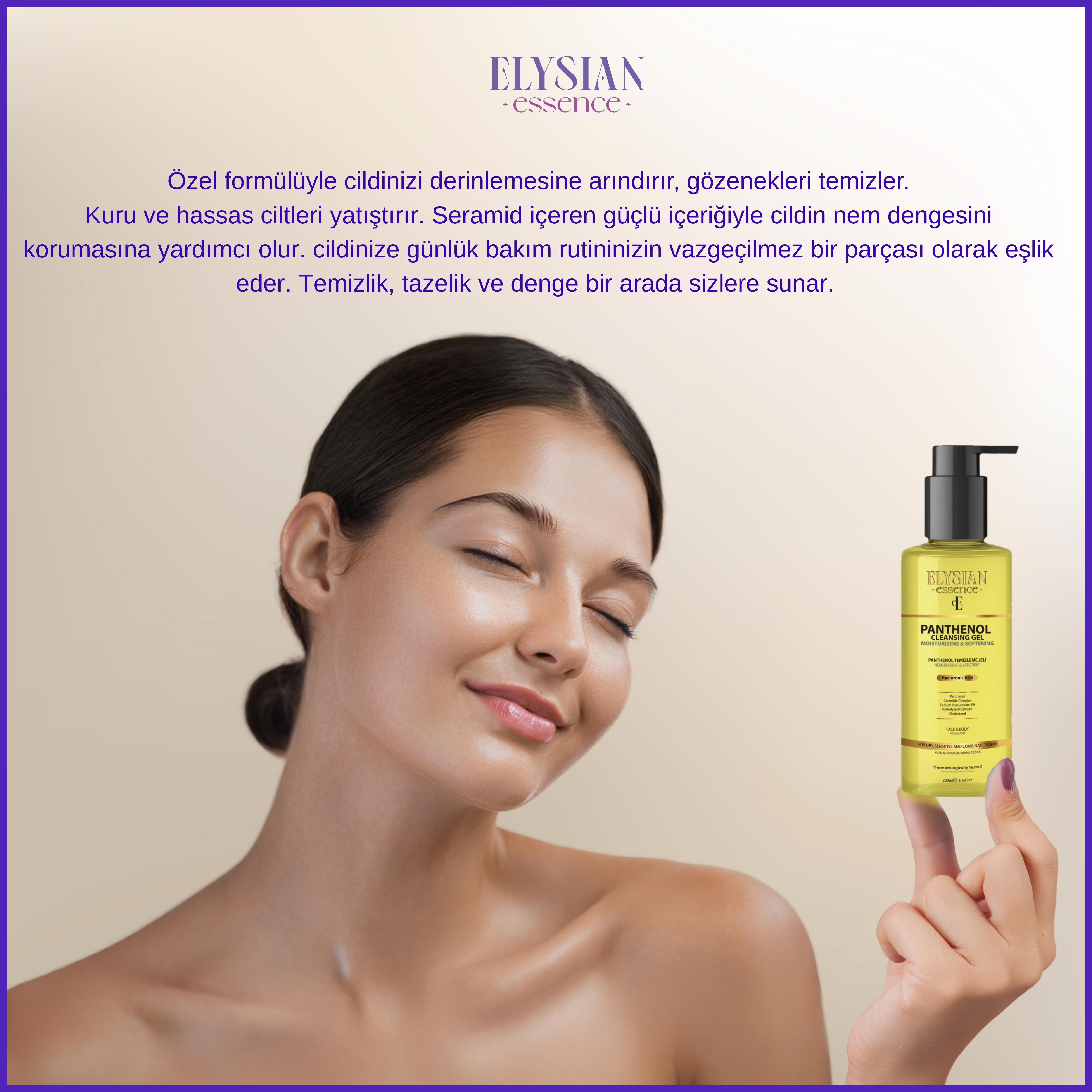 Elysian Essence Nemlendirici ve Yatıştırıcı Panthenol Yüz Temizleme Jeli - Kolajen & Hyaluronic Acid İlaveli 200 ml