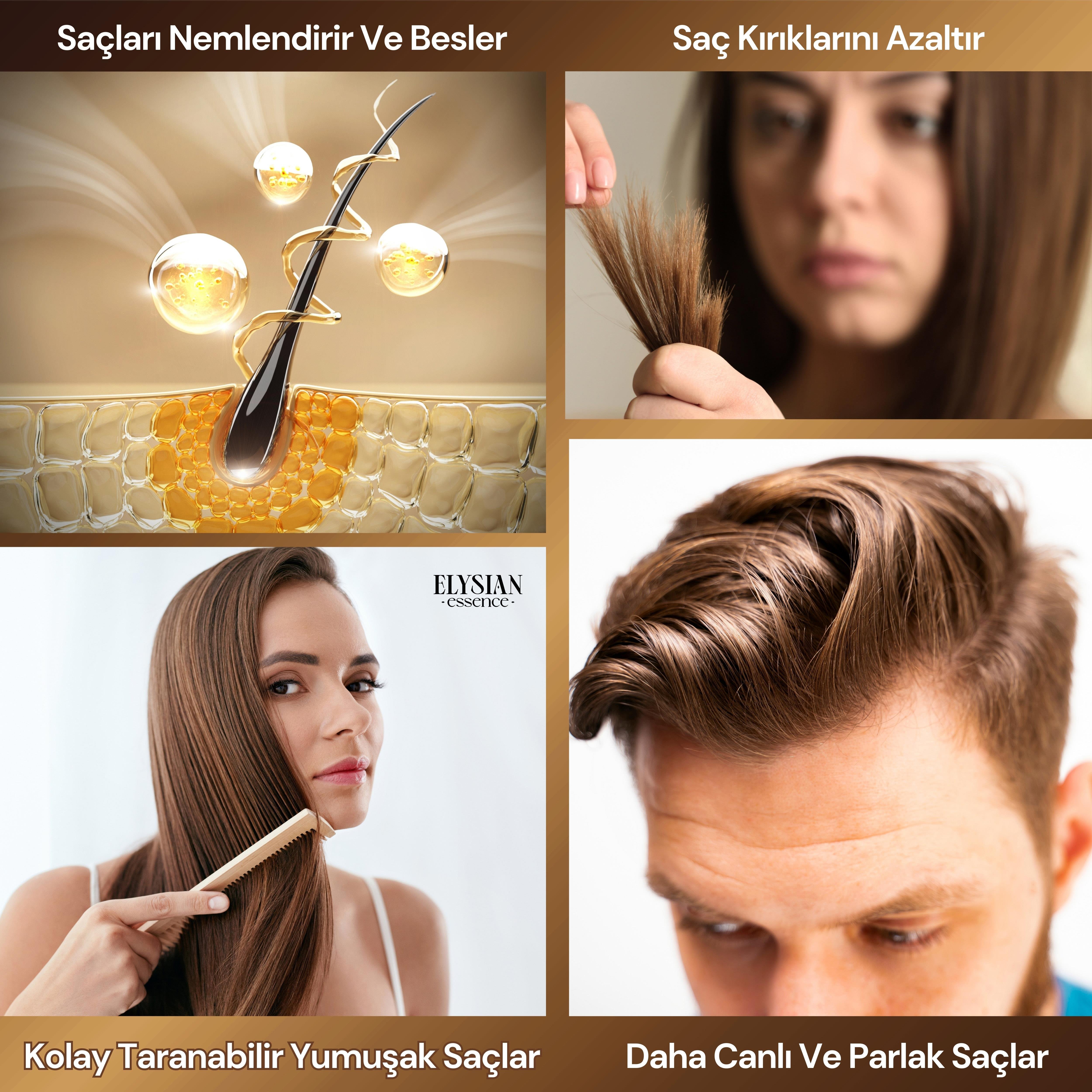 Elysian Essence Organik Argan & Jojoba Şampuanı | Copper Peptidli Saç Bakımı | Besleyici ve Yenileyici Etki - Kırılma Karşıtı 300 ml