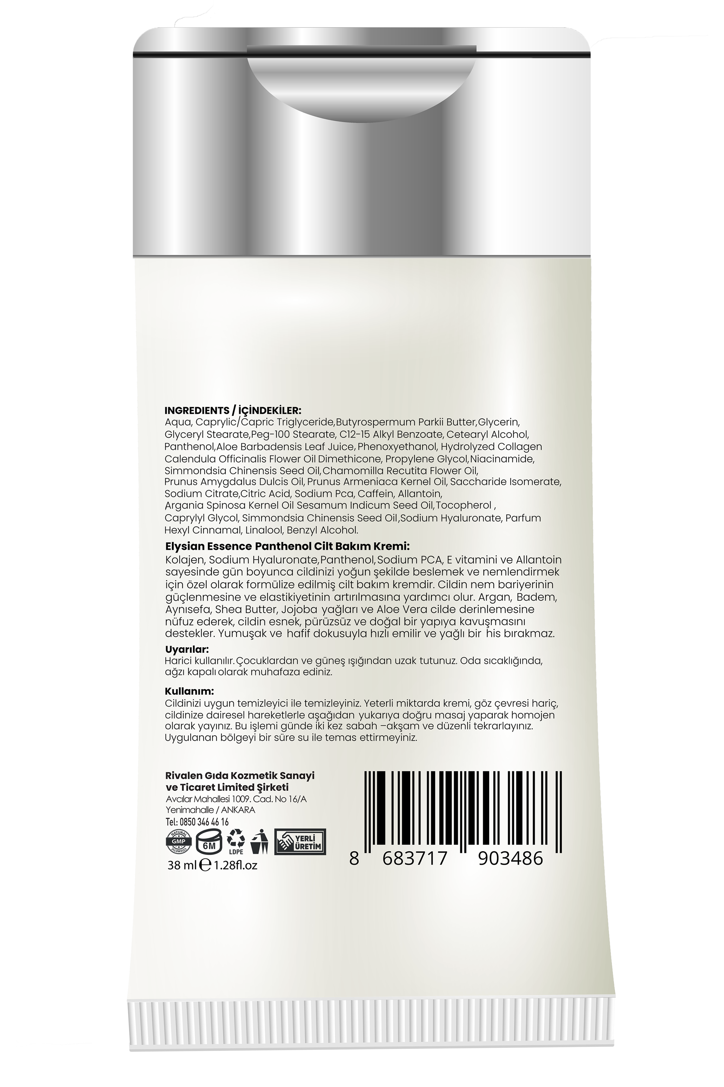Elysian Essence Yoğun Nemlendirici Panthenol Yüz ve Vücut Kremi Cep, Çanta, Küçük Boy 38 ML | Kuru ve Hassas Ciltlere - Organik Argan Yağı, Shea Butter Yağı Propolis ve Collagen İçerikli