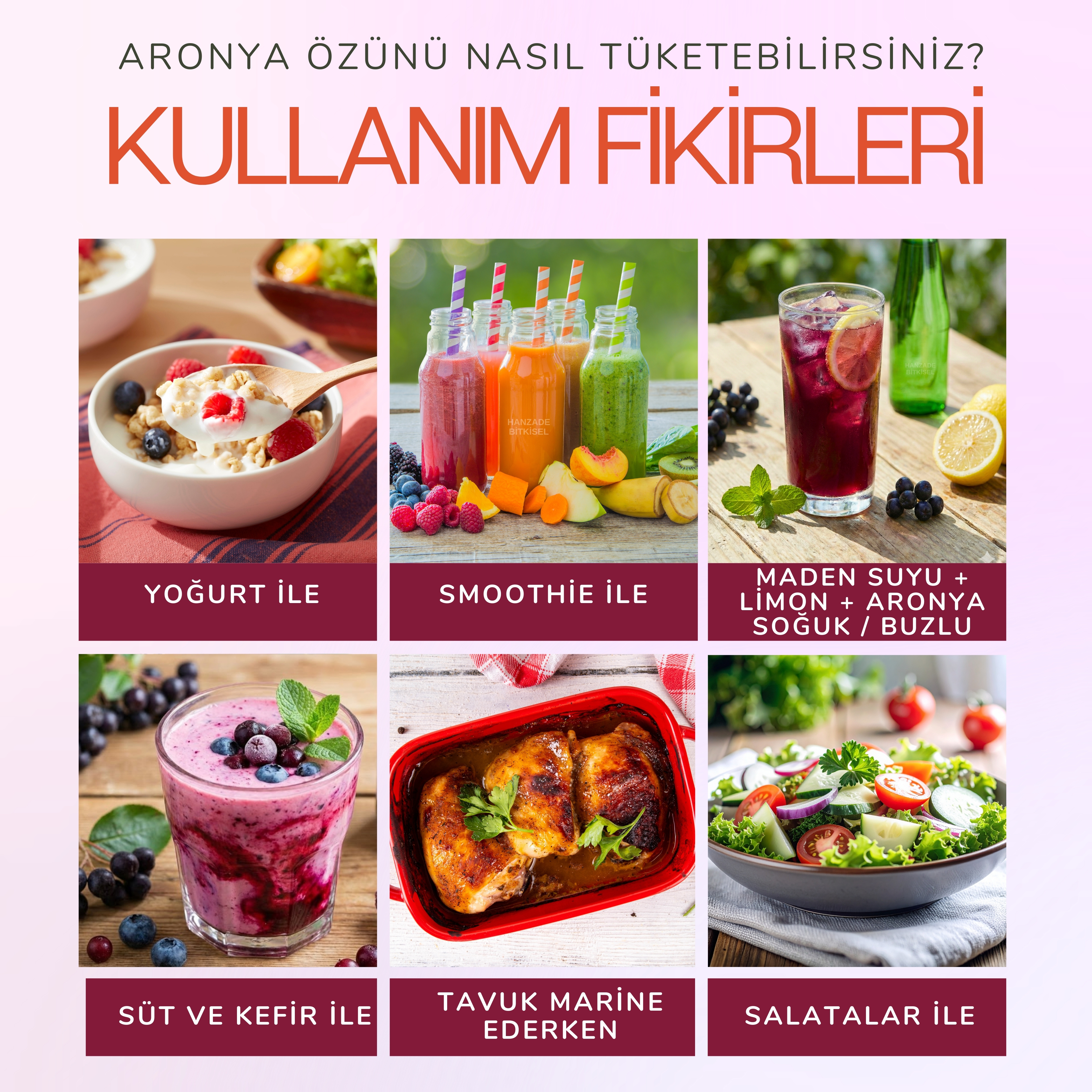 Hanzade Bitkisel Aronya Özü 500 ml – Soğuk Pres, Yoğun Tat, Cam Şişe