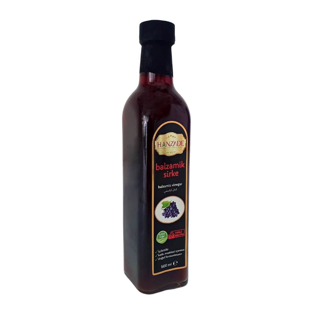 Hanzade Bitkisel Balzamik Sirke 500 Ml Doğal Fermantasyon Içilebilir Katkısız Cam Şişe