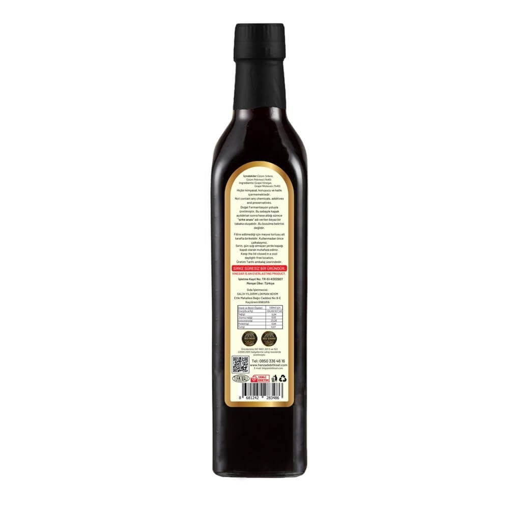 Hanzade Bitkisel Balzamik Sirke 500 Ml Doğal Fermantasyon Içilebilir Katkısız Cam Şişe