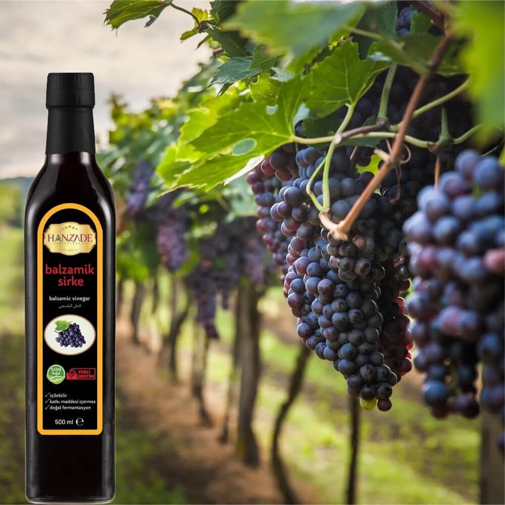 Hanzade Bitkisel Balzamik Sirke 500 Ml Doğal Fermantasyon Içilebilir Katkısız Cam Şişe