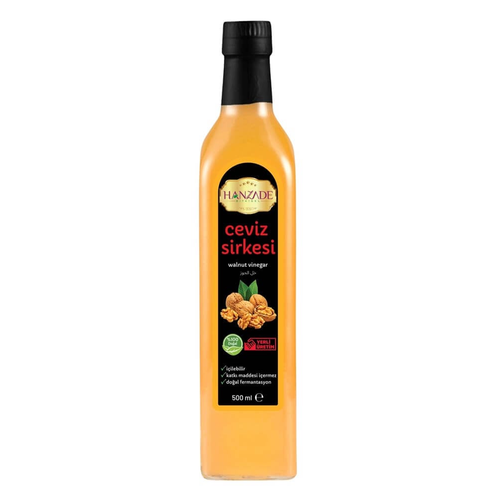 Hanzade Bitkisel Ceviz Sirkesi 500 Ml Doğal Fermantasyon Içilebilir Katkısız Cam Şişe