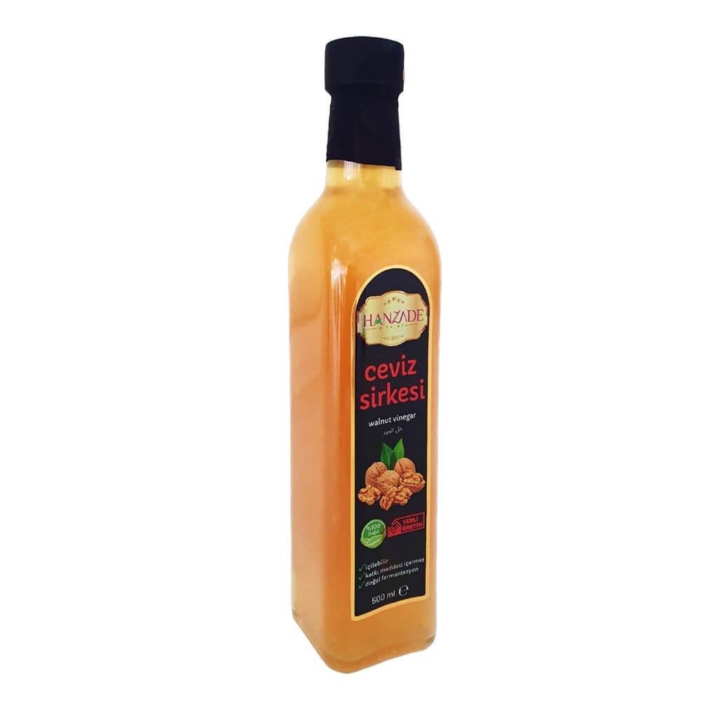 Hanzade Bitkisel Ceviz Sirkesi 500 Ml Doğal Fermantasyon Içilebilir Katkısız Cam Şişe