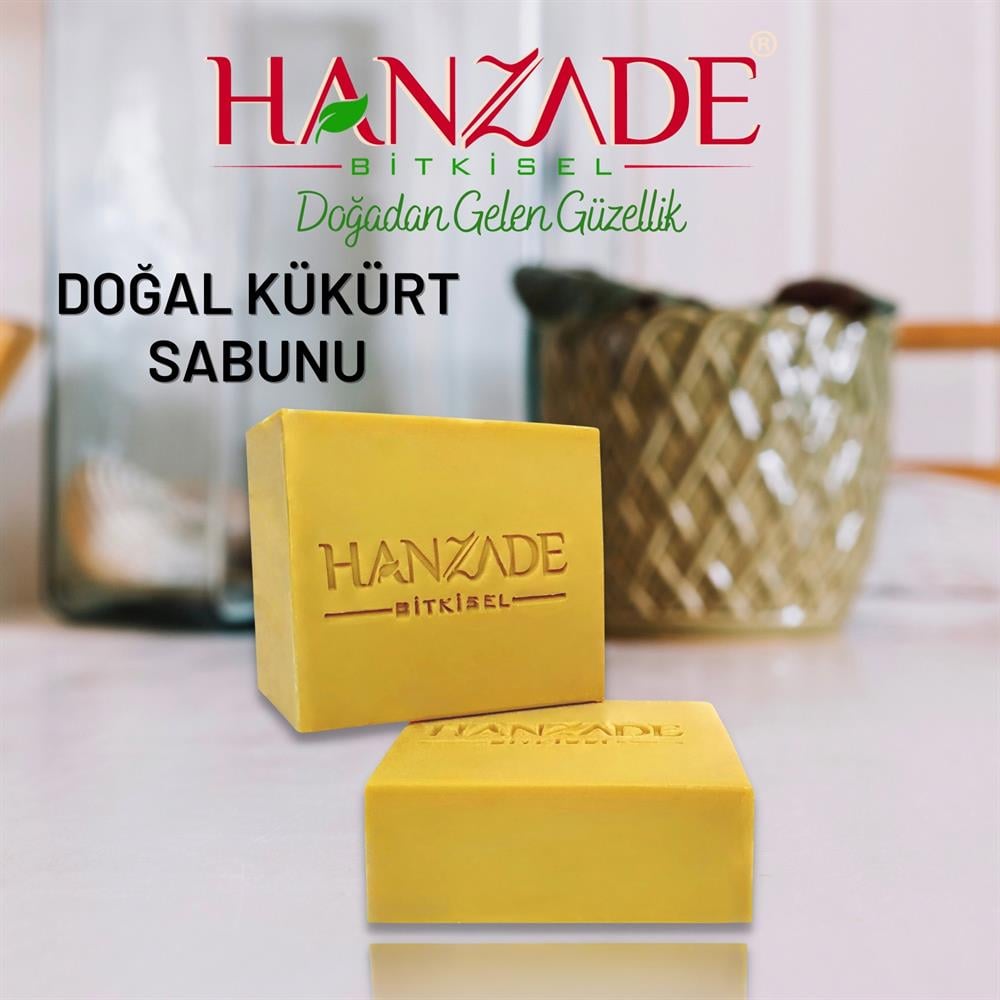 Hanzade Bitkisel Doğal El Yapımı Hatay Kükürtlü Sabun Kükürt Sabunu 2 Adet