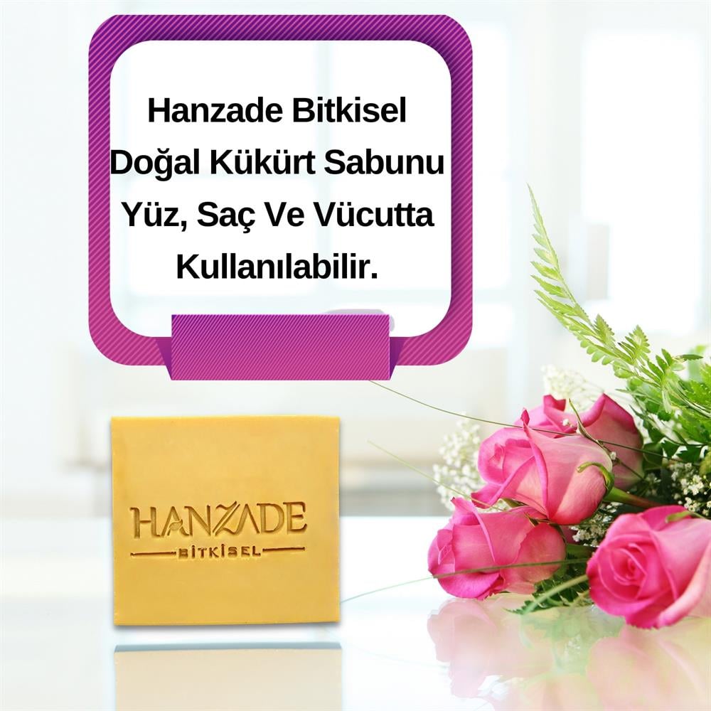 Hanzade Bitkisel Doğal El Yapımı Hatay Kükürtlü Sabun Kükürt Sabunu 2 Adet