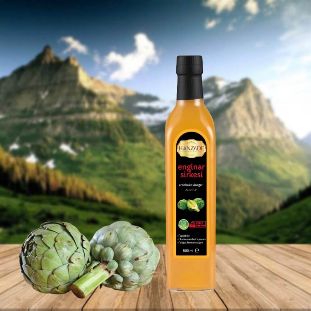 Hanzade Bitkisel Elma + Alıç + Enginar Sirkesi 500 Ml 3'lü Set Doğal Fermantasyon Içilebilir Katkısız Cam Şişe