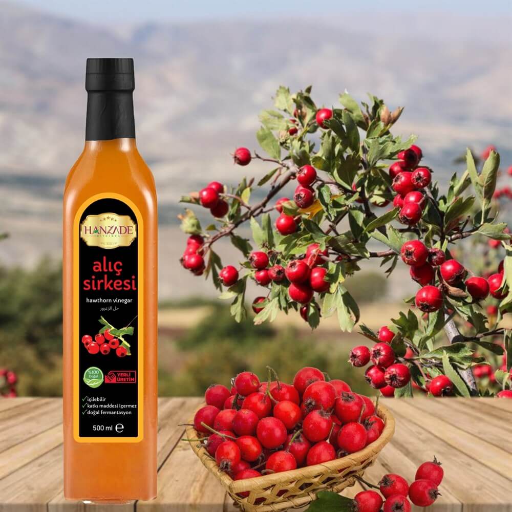 Hanzade Bitkisel Elma + Alıç + Enginar Sirkesi 500 Ml 3'lü Set Doğal Fermantasyon Içilebilir Katkısız Cam Şişe
